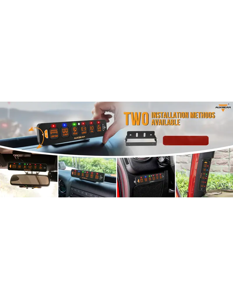 Auxbeam AS-R60 6-fach RGB-Schalterpanel, Kipp-/Moment-/Impulsmodus unterstützt