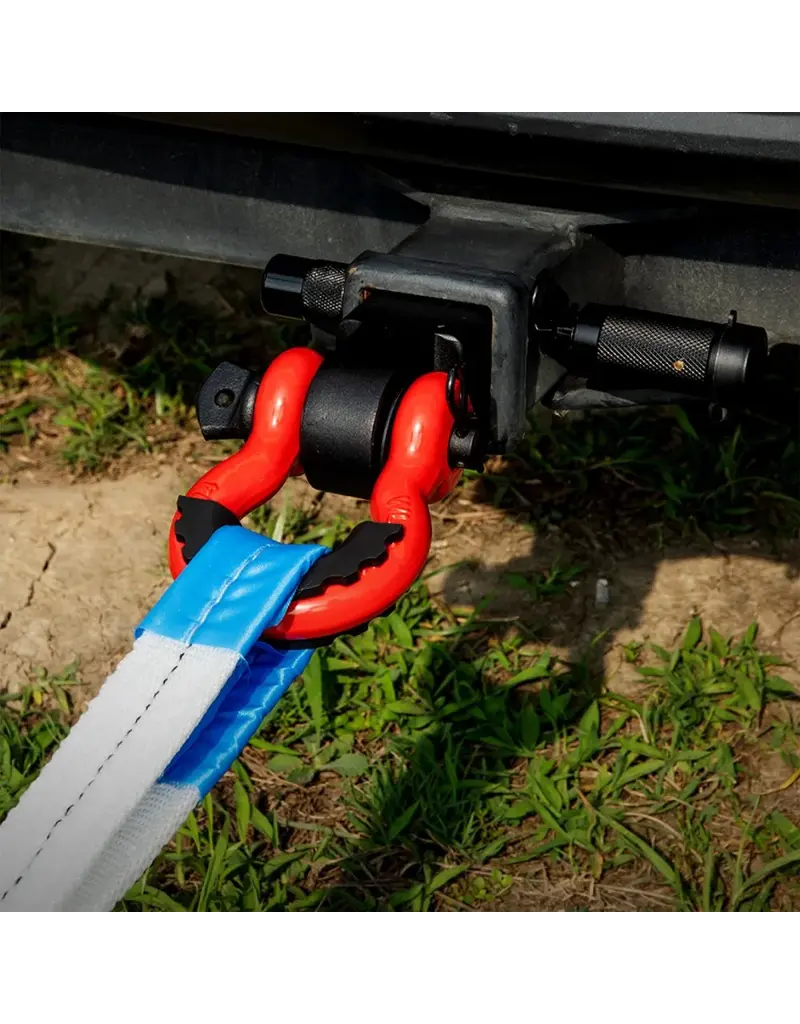 Coupling with recovery eye/omega shackle for square US 2-inch mount, including locking pin