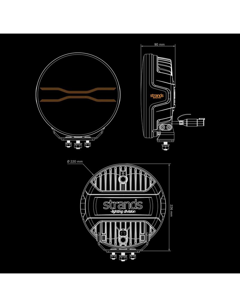 FOR9T DRAGON DRIVE DRIVING LIGHT 9″ with white/Amber position light by STRANDS LIGHTING