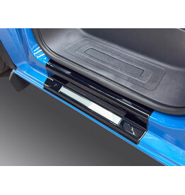 Protection de seuil d'entrée avec inserts en acier inoxydable pour Ford Transit Custom&Tourneo V710 (NRN/NXN) et VW new Transporter T7 (2025+), paire (gauche et droite), noir