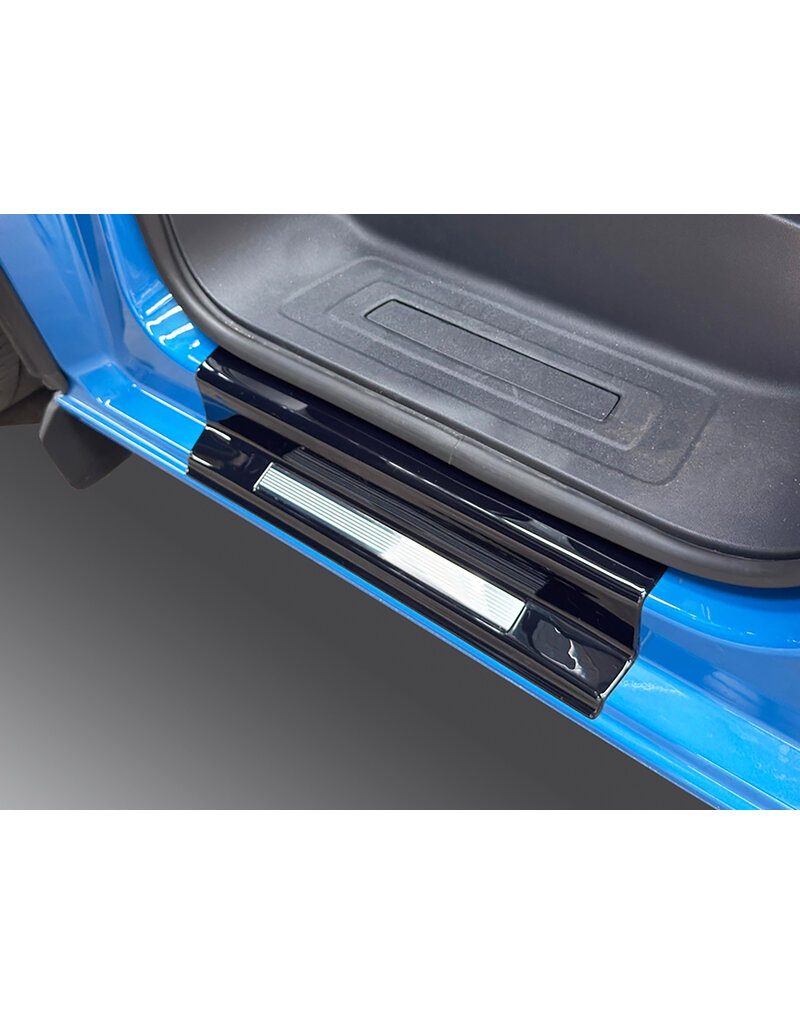 Protection de seuil d'entrée avec inserts en acier inoxydable pour Ford Transit Custom&Tourneo V710 (NRN/NXN) et VW new Transporter T7 (2025+), paire (gauche et droite), noir