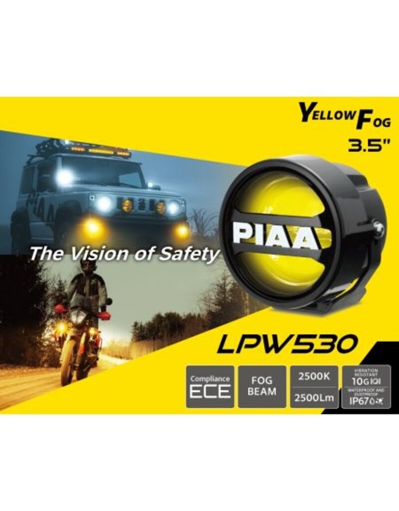 PIAA LPW530  Kit de phares antibrouillard à LED jaunes de 4 po – Faisceau large – Ensemble de 2