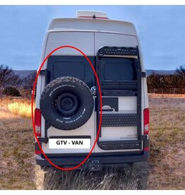 Höhenverstellbarer Reserveradträger für MAN TGE/VW Crafter 2017+ mit 180º Scharnieren