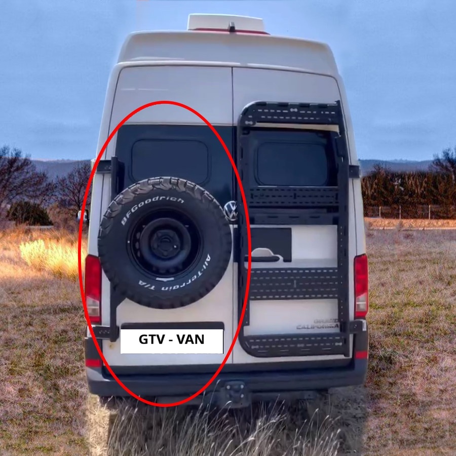 Porte-roue de secours réglable en hauteur pour VW Crafter 2017+/MAN TGE avec charnières à 180º