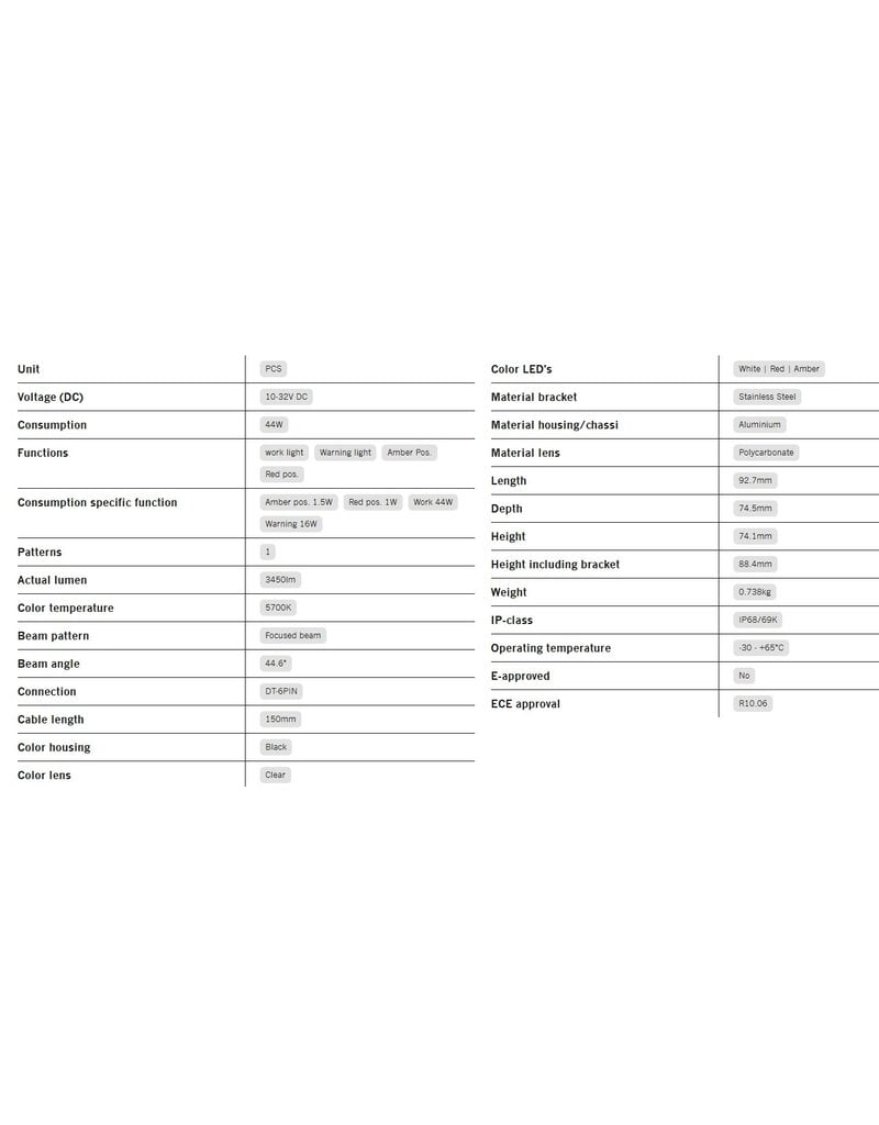 SIBERIA XP RED FOX WORK LIGHT 44W with position and warning light by STRANDS