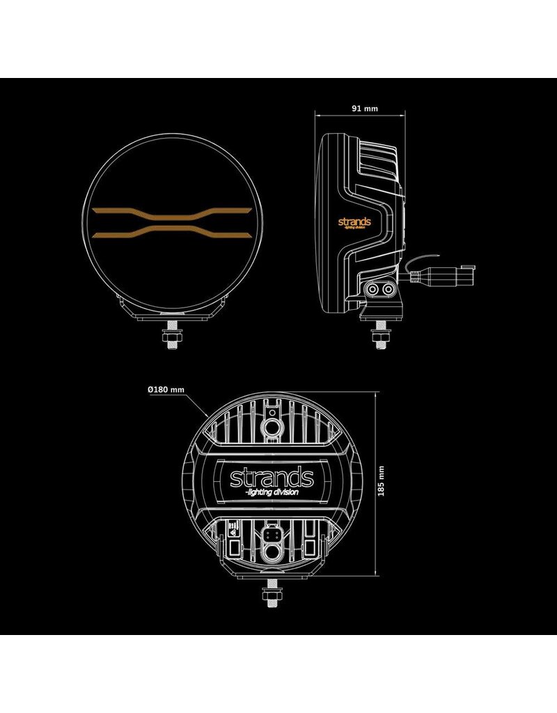 FOR9T DRAGON DRIVE DRIVING LIGHT 7″ with white/Amber position light and Xperience power mode, by STRANDS LIGHTING