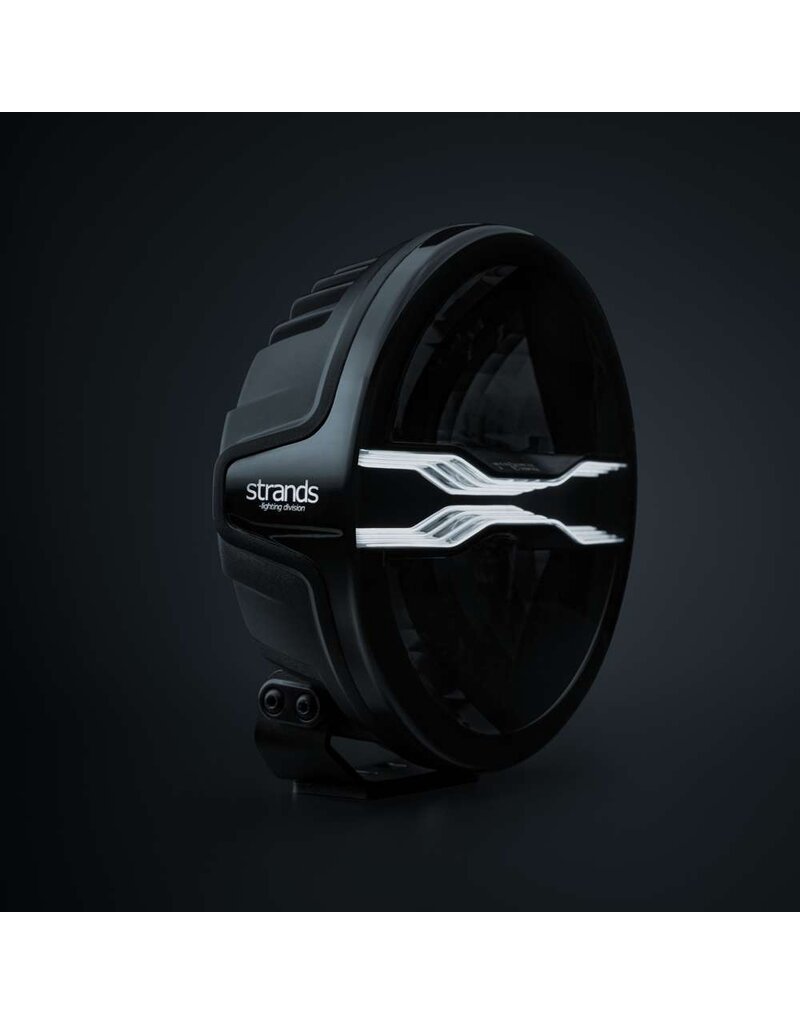 FOR9T DRAGON DRIVE phares LED longue portée 7″ avec feu de positionnement blanc /ambré , logo illuminé et mode de haute puissance Xperience power mode, de STRANDS LIGHTING