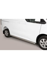 Side sill tubes, 63 mm diameter, for Ford Transit / Tourneo Custom V710 (model year 11/2023 and later) and VW Transporter T7 (2025 and later) with short and long wheelbases, available in polished or black powder-coated finishes