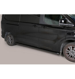 Side sill tubes, 63 mm diameter, for Ford Transit / Tourneo Custom V710 (model year 11/2023 and later) and VW Transporter T7 (2025 and later) with short and long wheelbases, available in polished or black powder-coated finishes