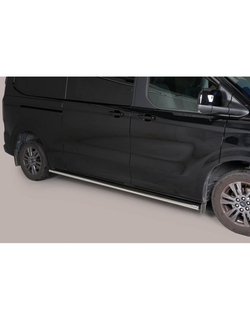 Barres de seuil d=63 mm pour Ford Transit / Tourneo Custom V710 à partir de 11/2023 et VW Transporter T7 2025+ à empattement court et long, polies ou thermolaquées en noir