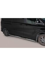 Schwellerrohre 63 mm mit Trittstufe für Ford Transit / Tourneo Custom V710 ab Baujahr 11.23 und VW Transporter T7 2025+ mit kurzem und langem Radstand, poliert oder schwarz pulverbeschichtet