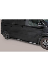Schwellerrohre 63 mm mit Trittstufe für Ford Transit / Tourneo Custom V710 ab Baujahr 11.23 und VW Transporter T7 2025+ mit kurzem und langem Radstand, poliert oder schwarz pulverbeschichtet