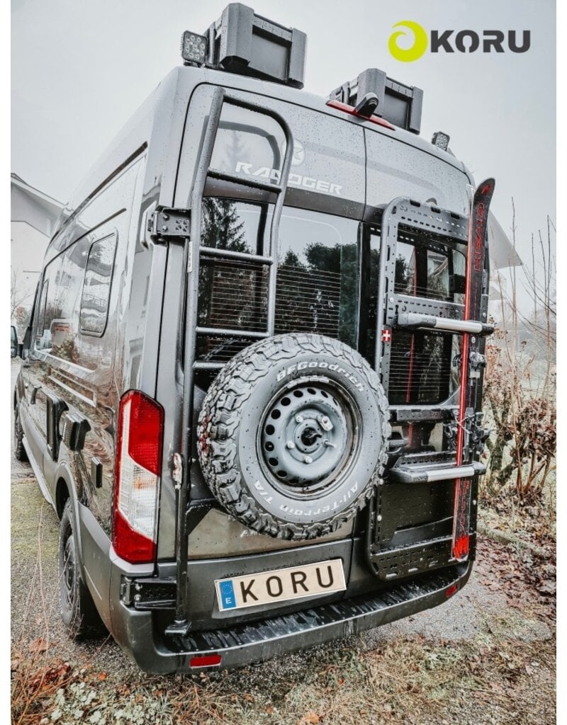 Universal rear-mounted carrier for FORD TRANSIT 2014+ with 180° hinges, passenger side