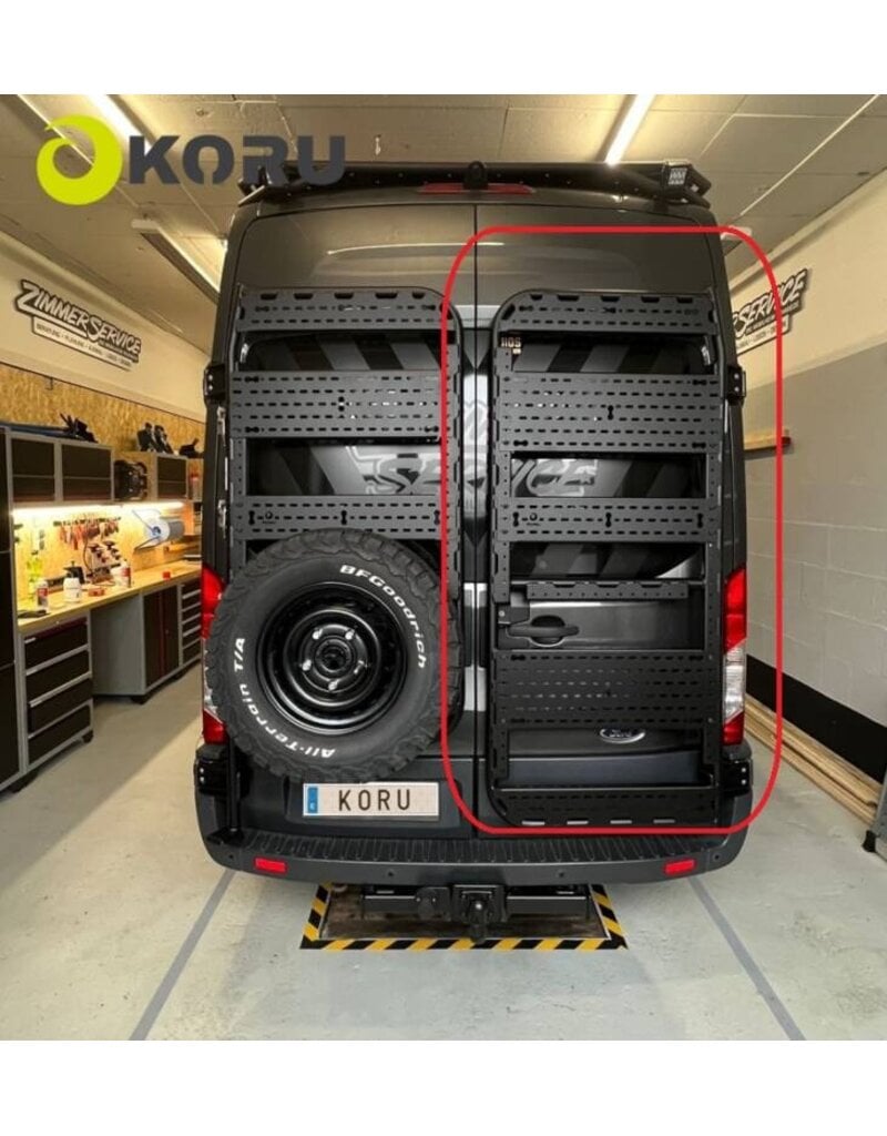 Universal rear-mounted carrier for FORD TRANSIT 2014+ with 180° hinges, passenger side