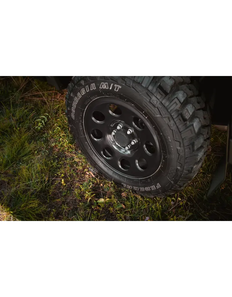 Dotz Outland 18-inch x 8.0 6/130 ET 45 CB 84.1 mm off-road steel wheel in matt black for Mercedes Sprinter 906 & 907