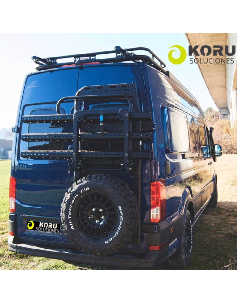 Foldable bike rack for up to 4 bikes, heavy-duty design for mounting on the Koru universal rear rack