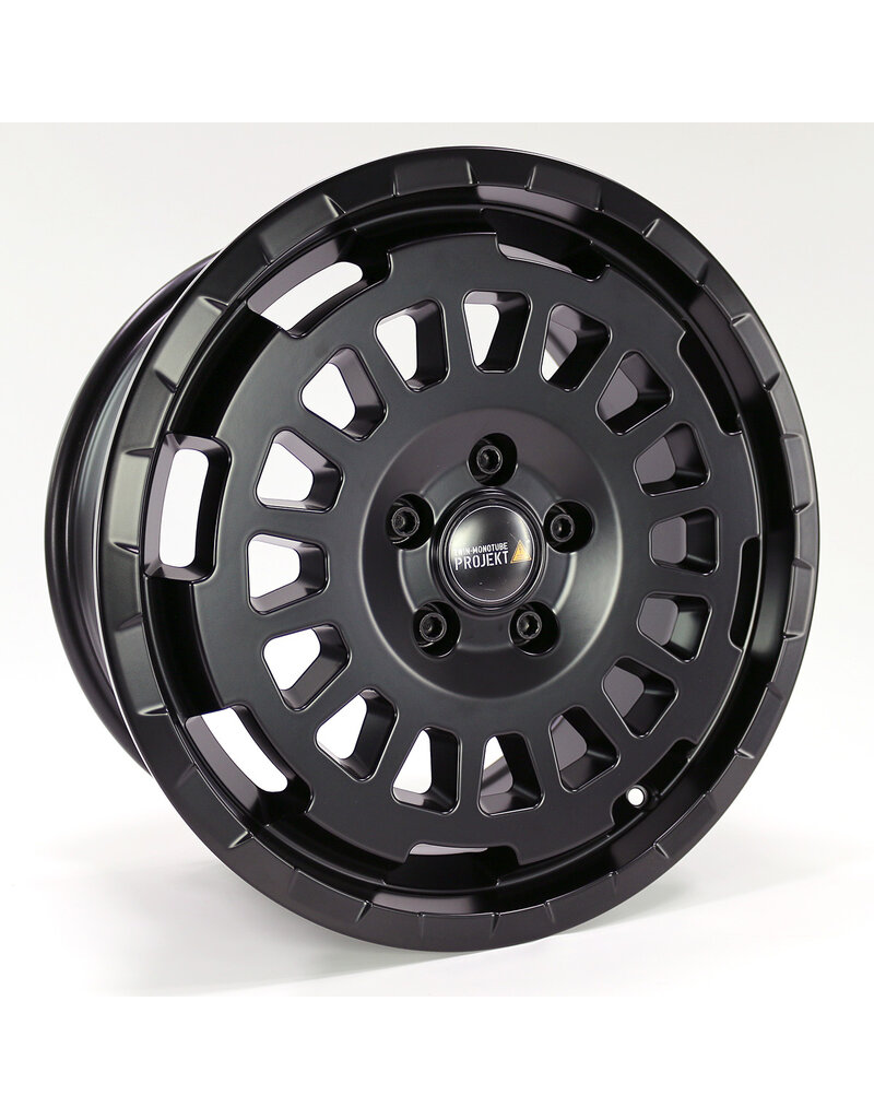 TWIN-MONOTUBE-PROJECT-AT-HD MONOBLOC (All-Terrain Heavy Duty), 8.5Jx18H2, ET 57, 5x118 Aluminum Wheel in Satin Black for Fiat Ducato 3 LIGHT Version (250 )