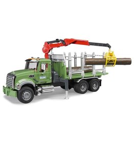 Bruder Bruder 2824 - Mack Granite houttransporter met laadkraan en bomen