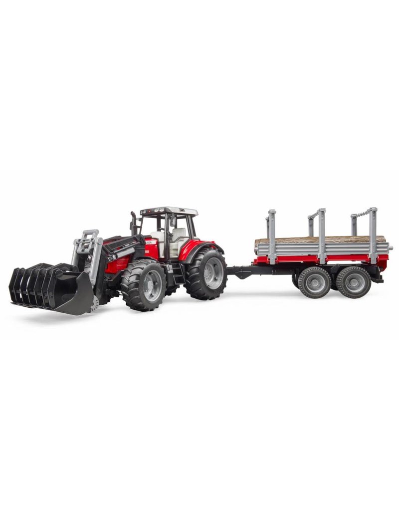 Bruder Bruder 2046 - Massey Ferguson 7480 met frontlader en houttransport aanhanger