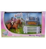 Kids Globe 640073 - Speelset: paard met ruiter en accessoires 1:24 (geschikt voor SCHLEICH)