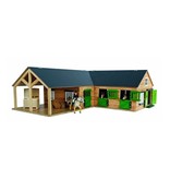 Kids Globe Kids Globe 610211 - Paardenhoekstal met3 boxen en berging1:24 bruin/zwart (geschikt voor Schleich)