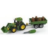 Theo Klein 3905 - John Deere trekker met voorlader en transport aanhanger