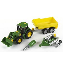 Theo Klein 3904 - John Deere trekker met voorlader en aanhanger en ploeg