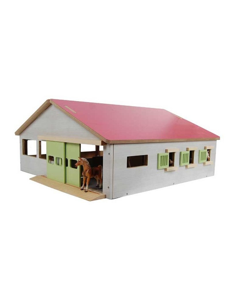 Kids Globe 610271 - Paardenstal met 3 boxen en binnenbak 1:32