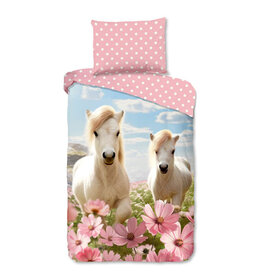 Dekbed Good Morning Paarden in bloemenveld