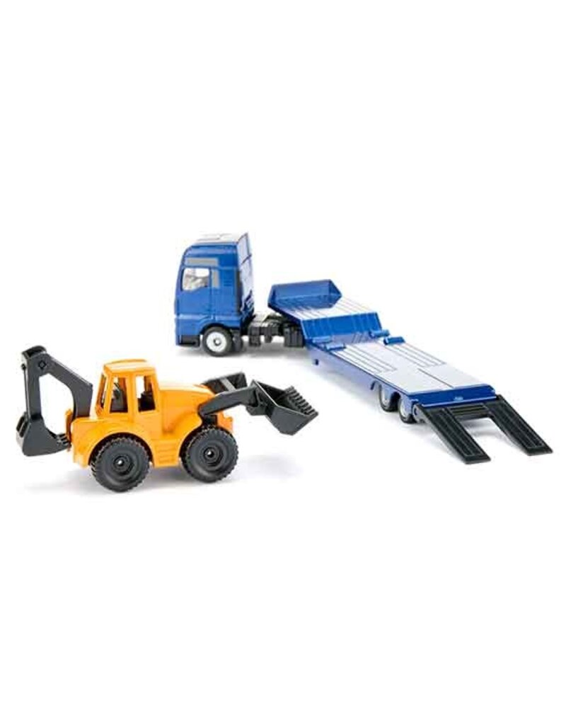 Siku Siku 1761 - MAN met dieplader en graaflaadmachine