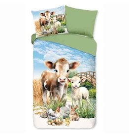 Dekbed Pure - Kalf en lam in de wei