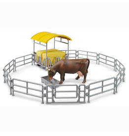 Bruder Bruder 62612 - Hooiruif met koe, omheining en bak 1:16