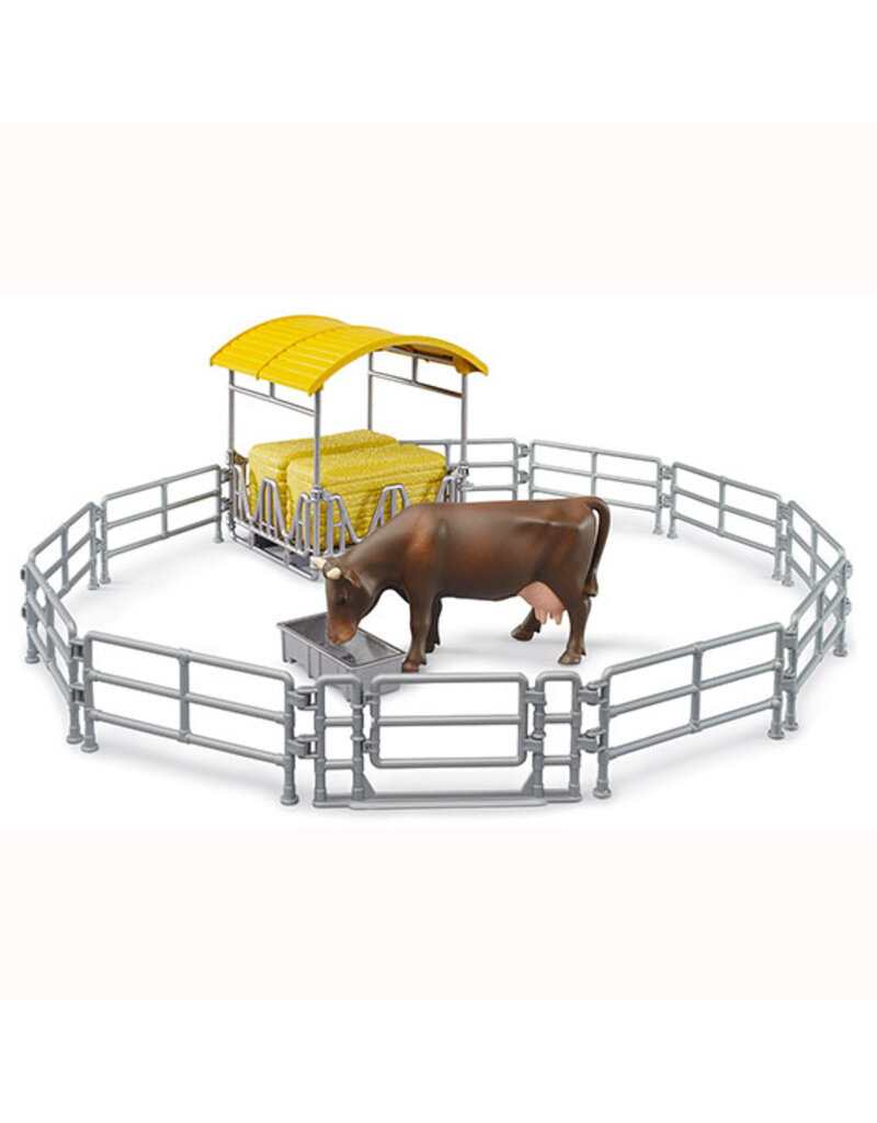 Bruder Bruder 62612 - Hooiruif met koe, omheining en bak 1:16