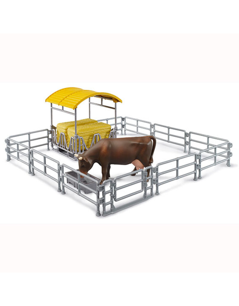 Bruder Bruder 62612 - Hooiruif met koe, omheining en bak 1:16