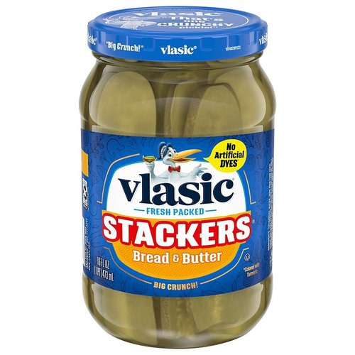 Vlasic Vlasic Stackers Bread & Butter, 473ml THT 9-5-23 Vlasic Vlasic Stackers Bread & Butter, 473ml THT 9-5-23