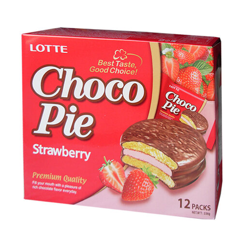 Lotte Chocopie Strawberry Flavour, 336g Lotte Chocopie Strawberry Flavour, 336g