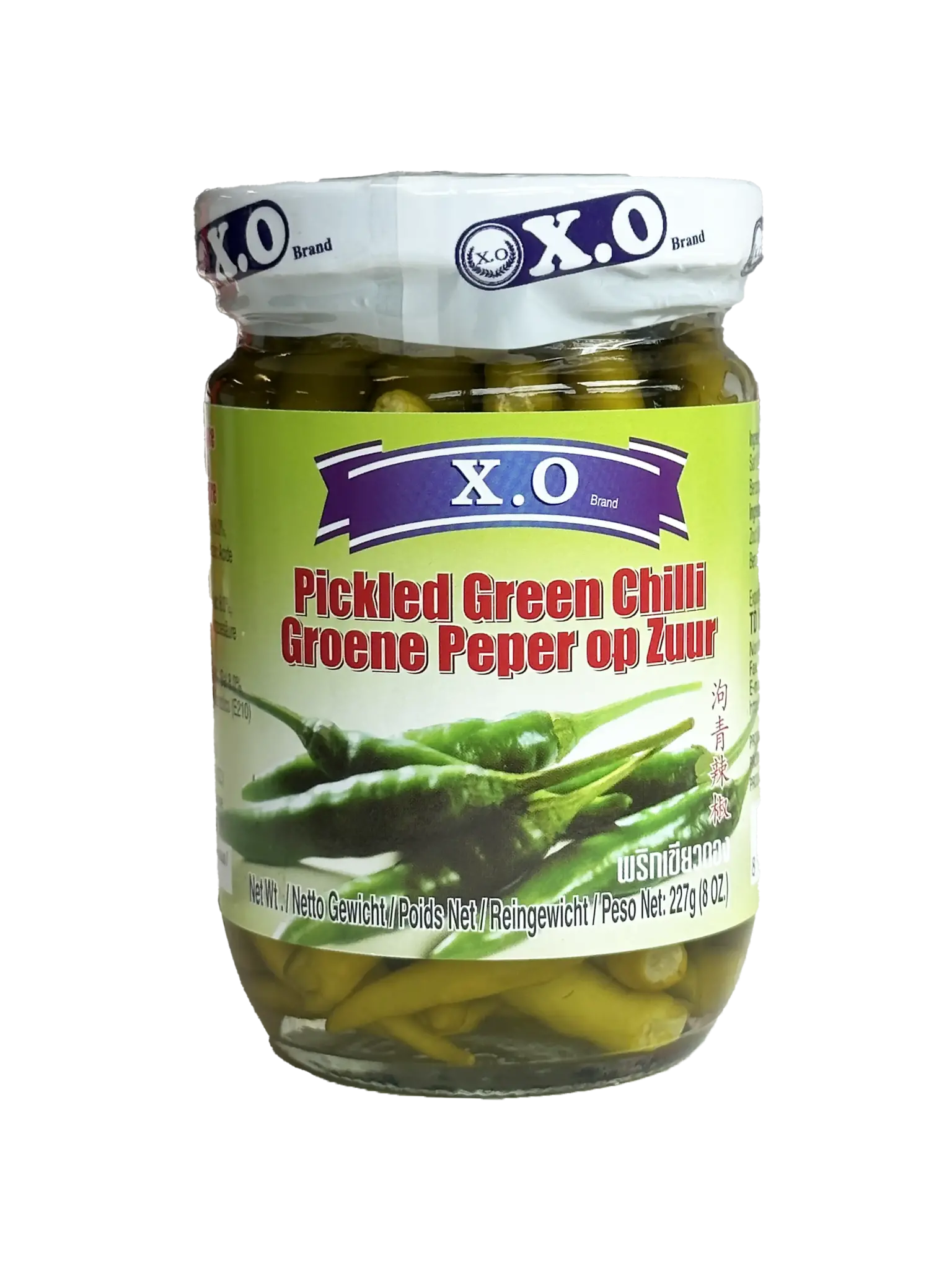 XO Eingelegte grüne Chilis, 227g