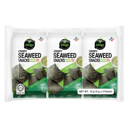 CJ Bibigo Crispy Seaweed Snack Wasabi, 3x5g