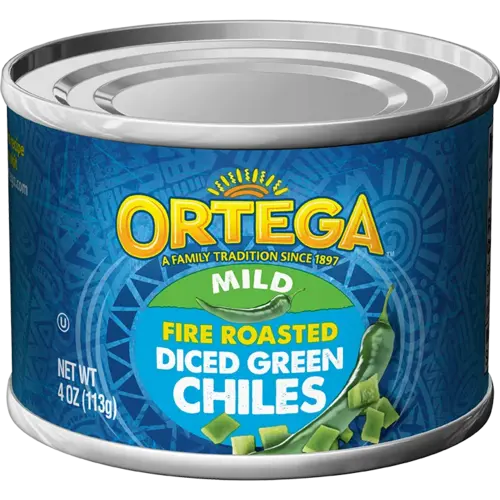 Ortega Ortega feuergeröstete gewürfelte grüne Chilis, 113g Ortega Ortega feuergeröstete gewürfelte grüne Chilis, 113g