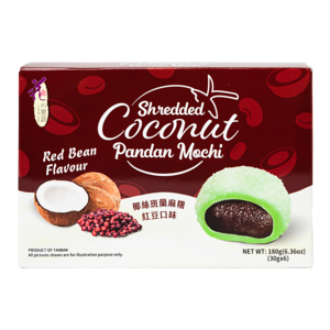 Love & Love LL Shredded Coconut Pandan Mochi Red Bean, 180g