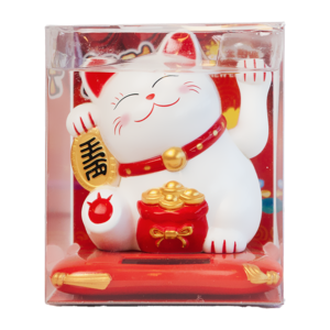 Fortune Cat White Solar 10.5cm