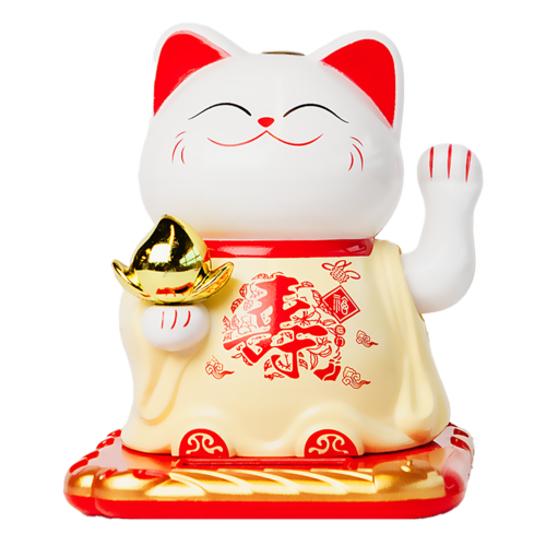 Fortune Cat Yellow Dress Solar 10.5cm