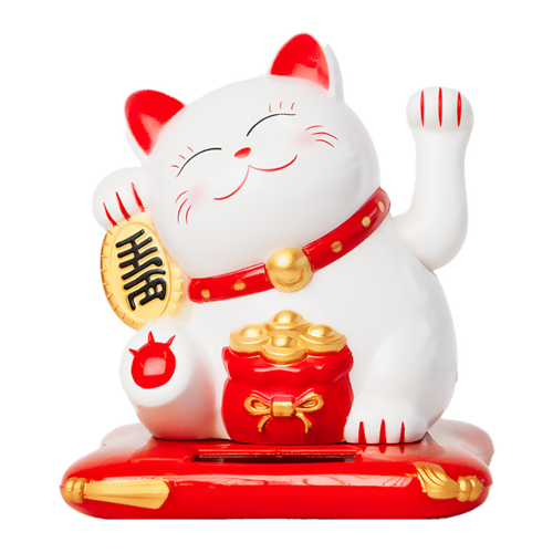 Fortune Cat White Solar 10.5cm Fortune Cat White Solar 10.5cm