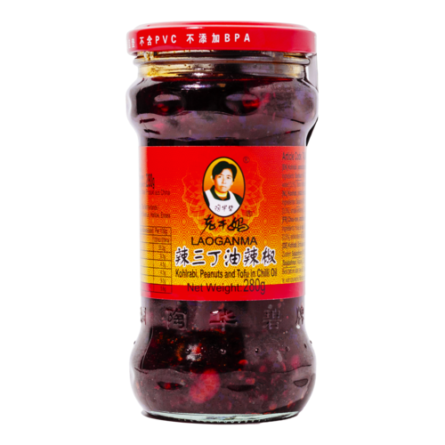 Lao Gan Ma Lao Gan Ma Kohlrabi, Erdnüsse und Tofu-Chiliöl, 280g MHD 27-07-25 Lao Gan Ma Lao Gan Ma Kohlrabi, Erdnüsse und Tofu-Chiliöl, 280g MHD 27-07-25