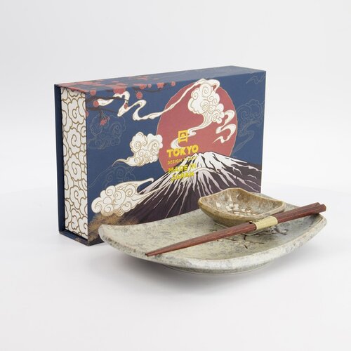 Tokyo Design Studio 3-Piece Japanese Sushi Gift Set - Grey Soshun Tokyo Design Studio 3-Piece Japanese Sushi Gift Set - Grey Soshun