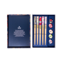 Wooden Chopstick Gift Set Cherry Blossom Blue