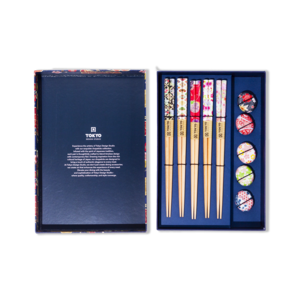Tokyo Design Studio Wooden Chopstick Gift Set Cherry Blossom Blue