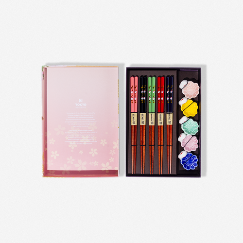 Tokyo Design Studio Tokyo Design Chopstick Set With Rest Rabbit Sakura Tokyo Design Studio Tokyo Design Chopstick Set With Rest Rabbit Sakura