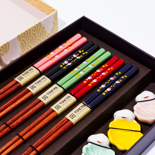 Tokyo Design Studio Tokyo Design Chopstick Set With Rest Rabbit Sakura Tokyo Design Studio Tokyo Design Chopstick Set With Rest Rabbit Sakura