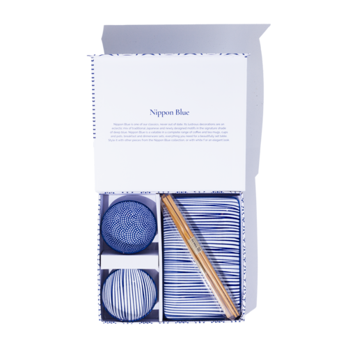 Tokyo Design Studio 6-Delige Japanse Sushi Gift Set - Nippon Blue - Lines/Dots Tokyo Design Studio 6-Delige Japanse Sushi Gift Set - Nippon Blue - Lines/Dots